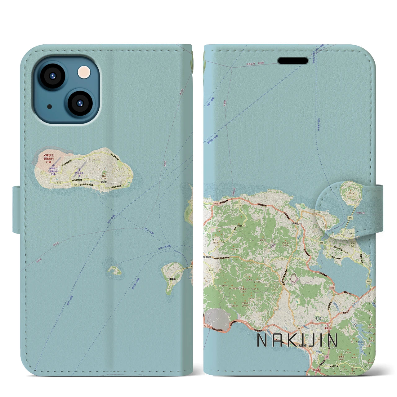 【今帰仁(沖縄県)】地図柄iPhoneケース(手帳タイプ)