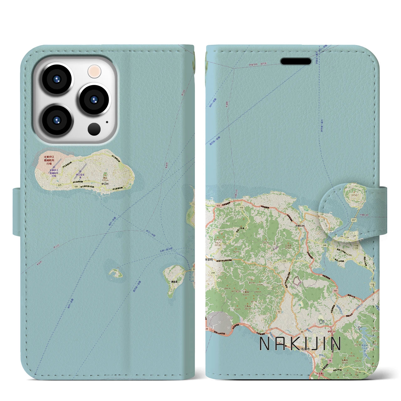 【今帰仁(沖縄県)】地図柄iPhoneケース(手帳タイプ)