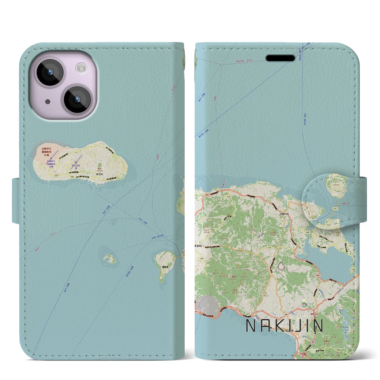 【今帰仁(沖縄県)】地図柄iPhoneケース(手帳タイプ)