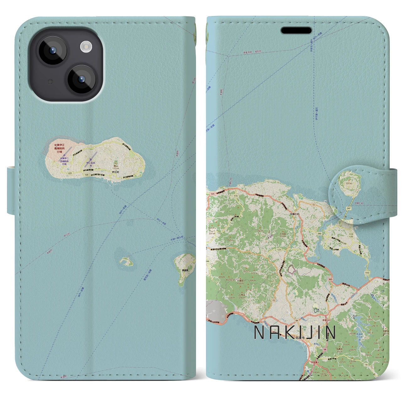 【今帰仁(沖縄県)】地図柄iPhoneケース(手帳タイプ)