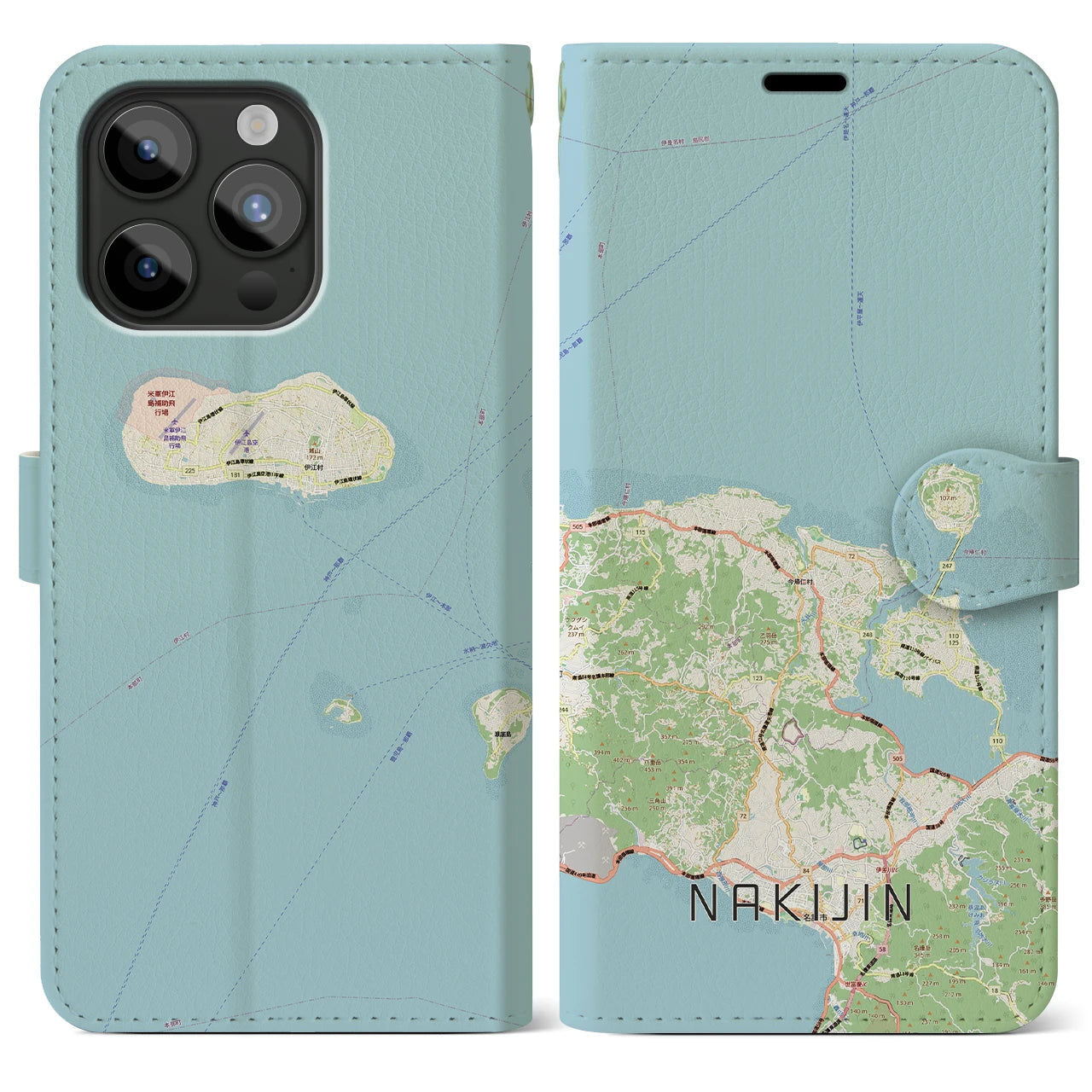 【今帰仁(沖縄県)】地図柄iPhoneケース(手帳タイプ)