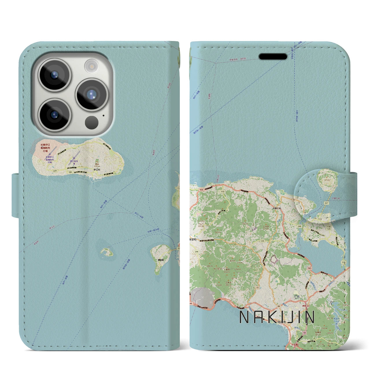 【今帰仁(沖縄県)】地図柄iPhoneケース(手帳タイプ)
