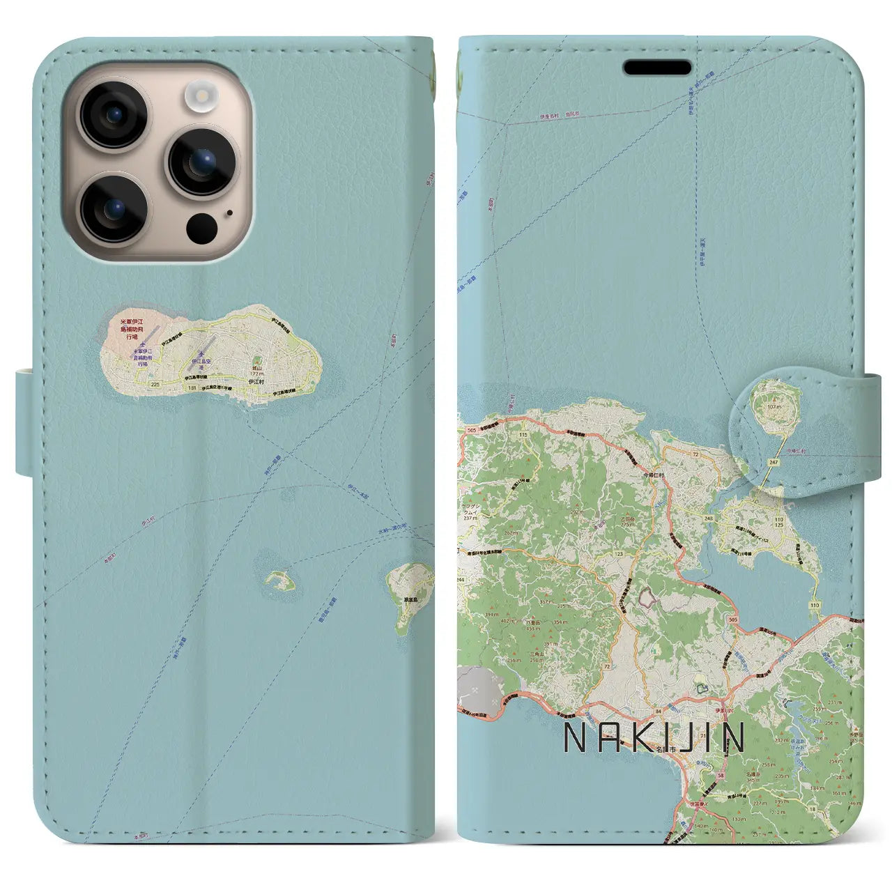 【今帰仁(沖縄県)】地図柄iPhoneケース(手帳タイプ)