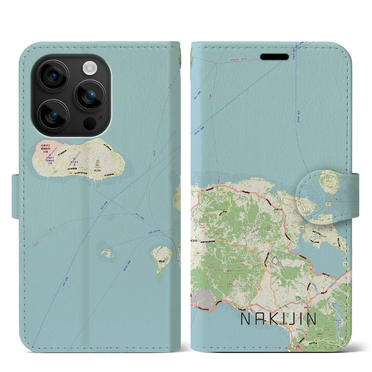 【今帰仁(沖縄県)】地図柄iPhoneケース(手帳タイプ)
