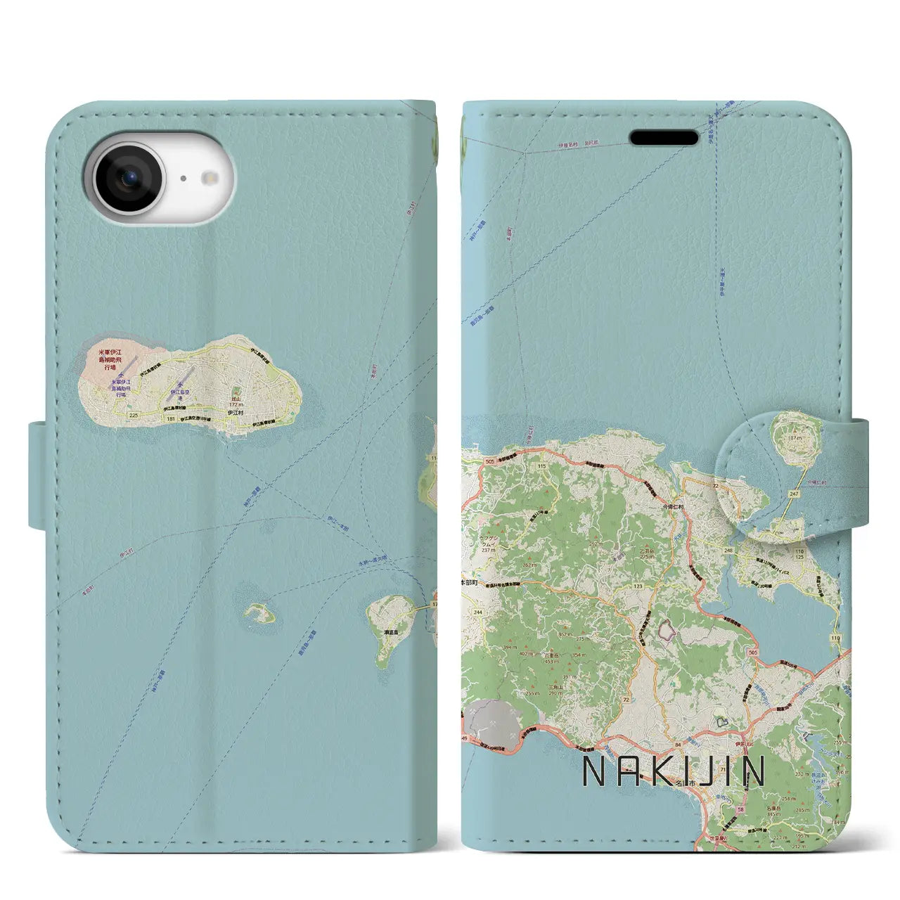 【今帰仁(沖縄県)】地図柄iPhoneケース(手帳タイプ)