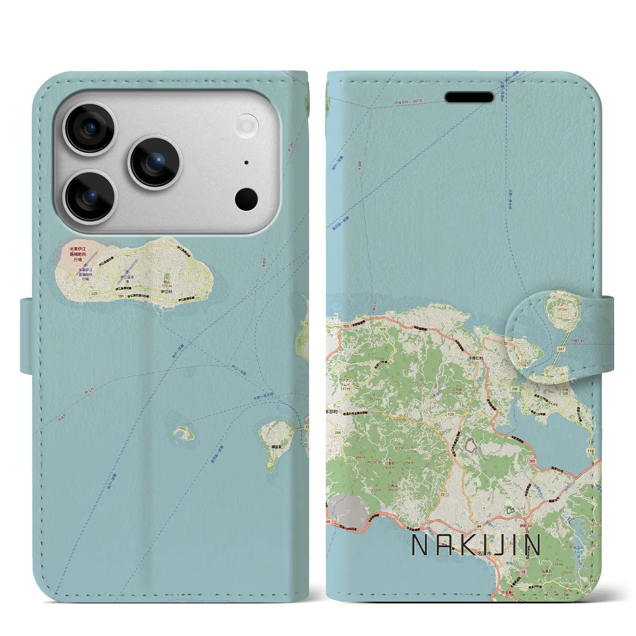 【今帰仁(沖縄県)】地図柄iPhoneケース(手帳タイプ)