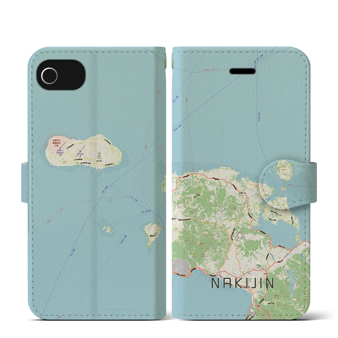 【今帰仁(沖縄県)】地図柄iPhoneケース(手帳タイプ)