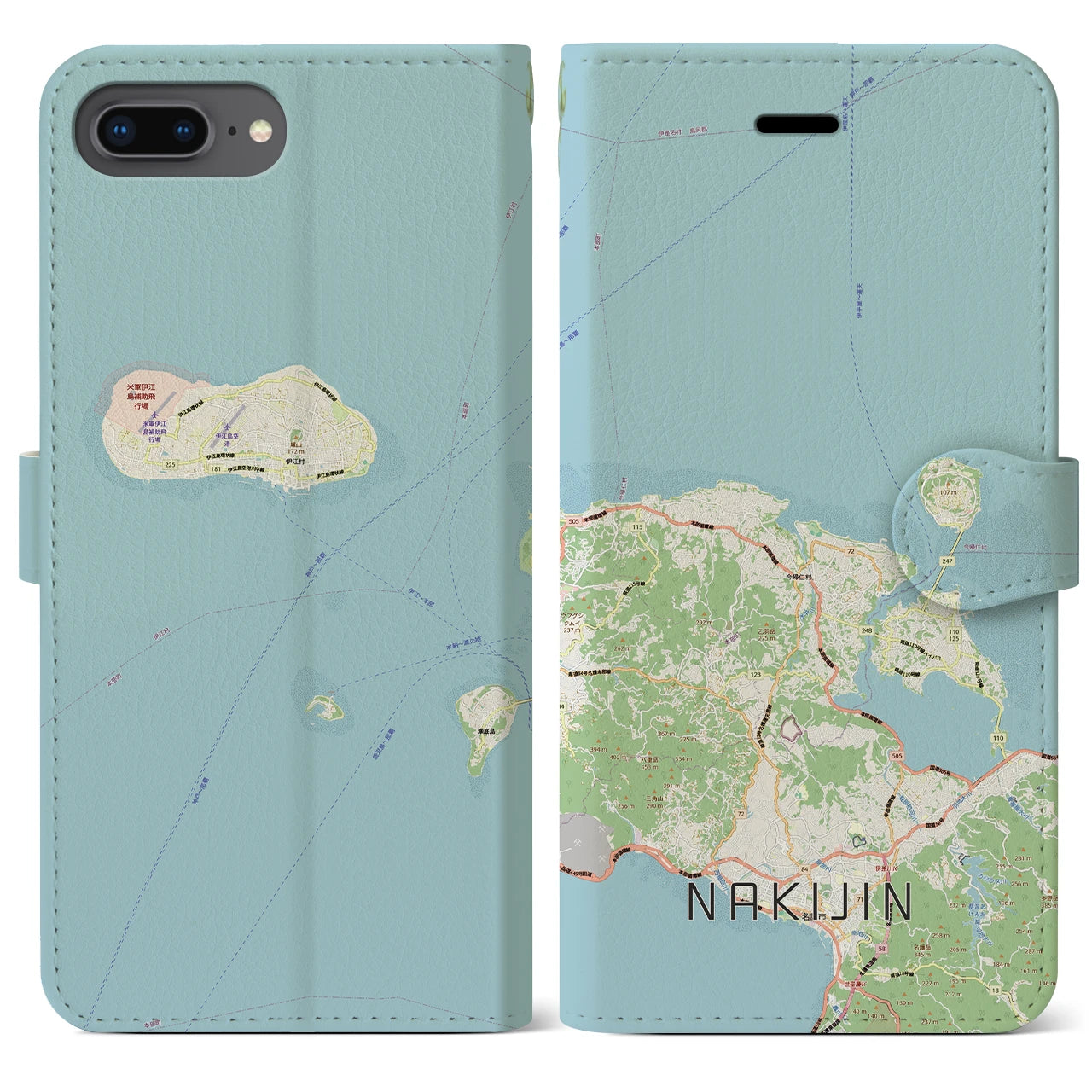 【今帰仁(沖縄県)】地図柄iPhoneケース(手帳タイプ)