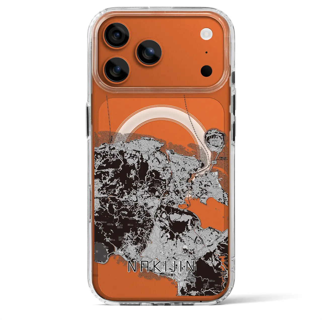 【今帰仁(沖縄県)】地図柄iPhoneケース(MagSafeタイプ)モノトーン・iPhone 17 Pro Max 用