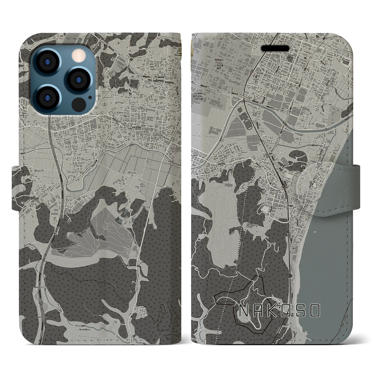 【勿来(福島県)】地図柄iPhoneケース(手帳タイプ)