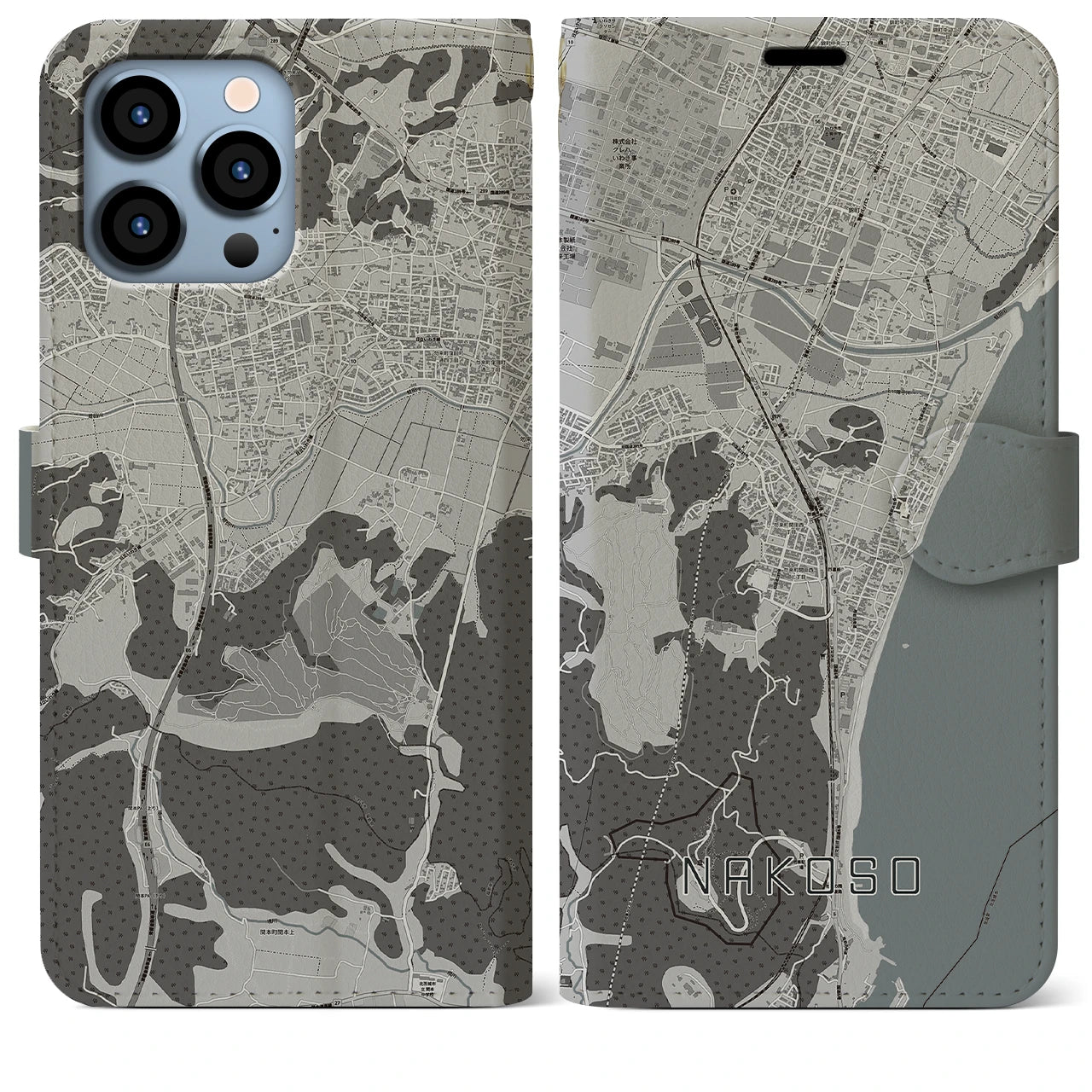 【勿来(福島県)】地図柄iPhoneケース(手帳タイプ)