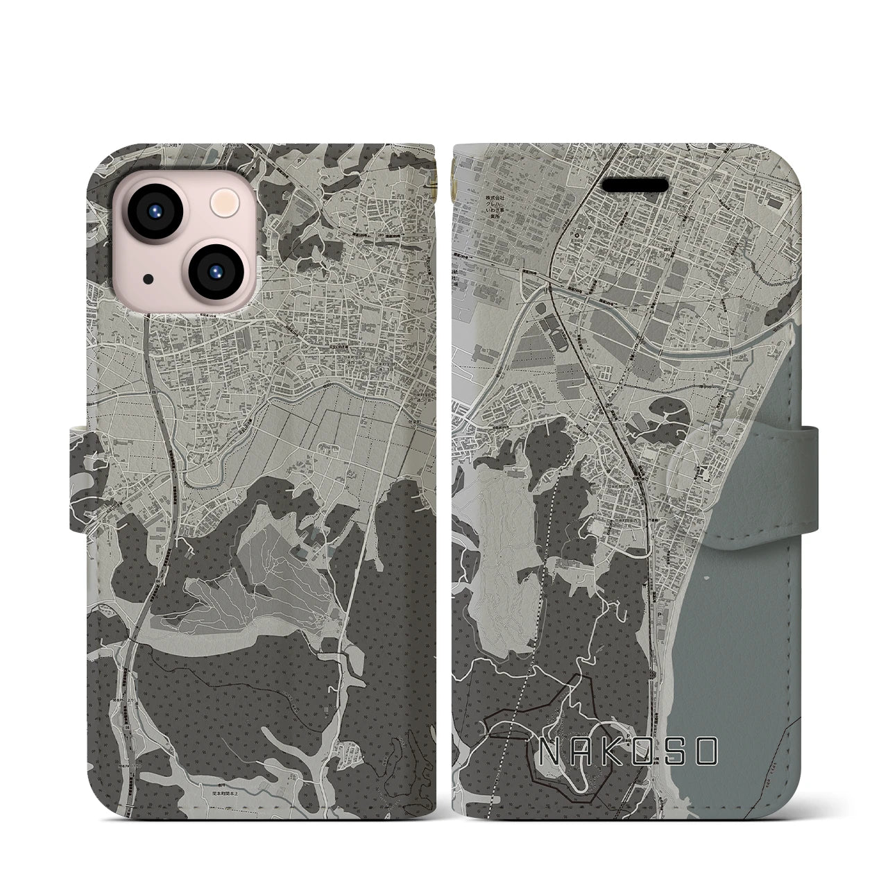 【勿来(福島県)】地図柄iPhoneケース(手帳タイプ)