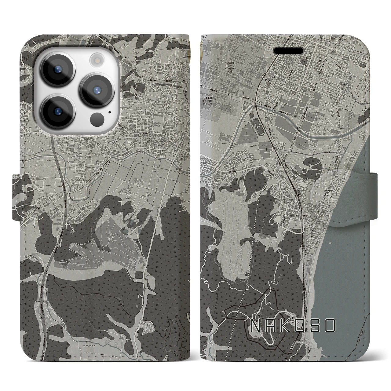 【勿来(福島県)】地図柄iPhoneケース(手帳タイプ)