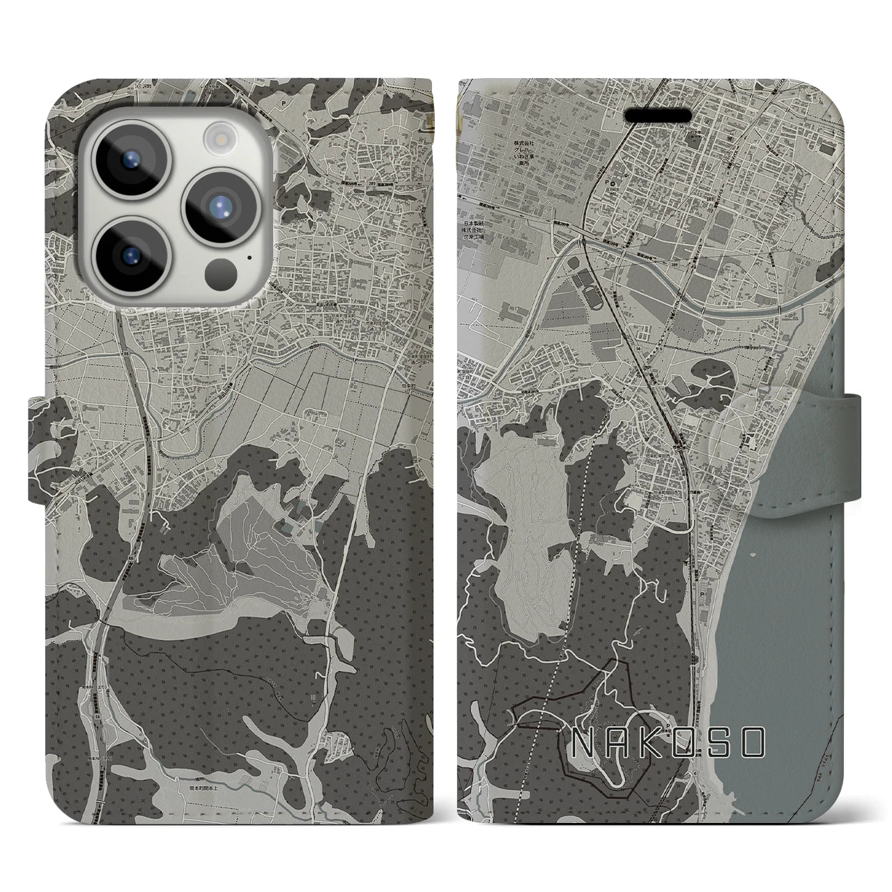 【勿来(福島県)】地図柄iPhoneケース(手帳タイプ)