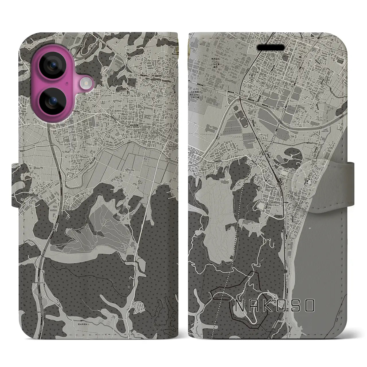 【勿来(福島県)】地図柄iPhoneケース(手帳タイプ)