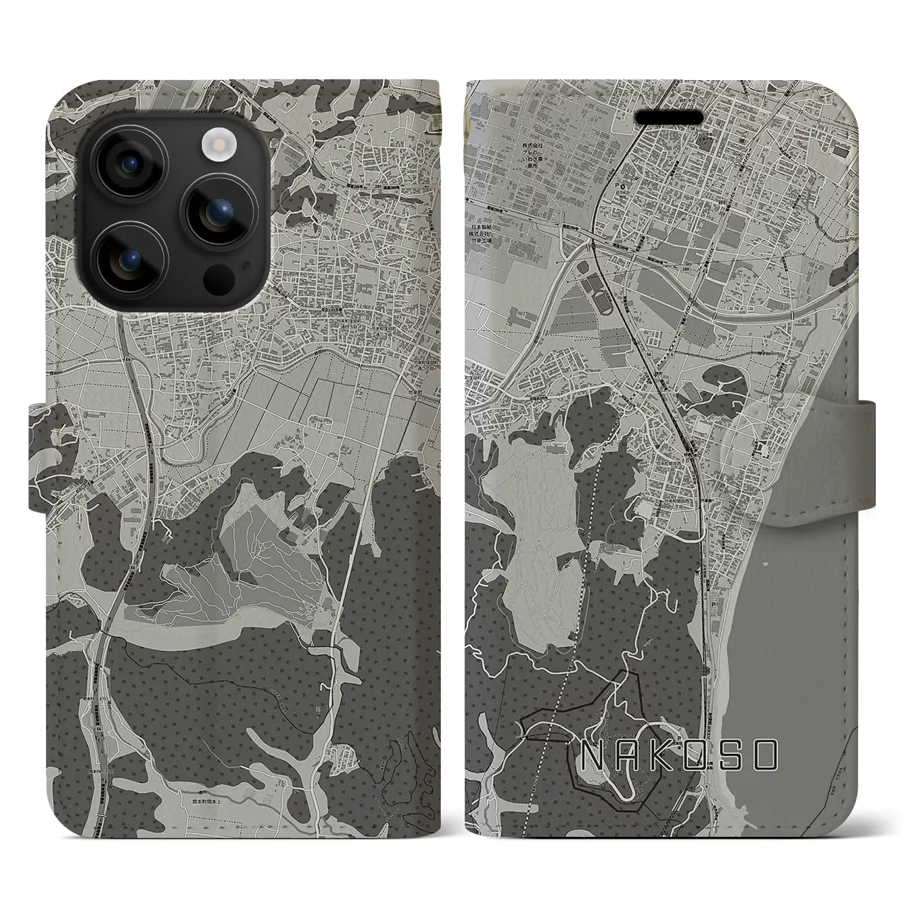 【勿来(福島県)】地図柄iPhoneケース(手帳タイプ)