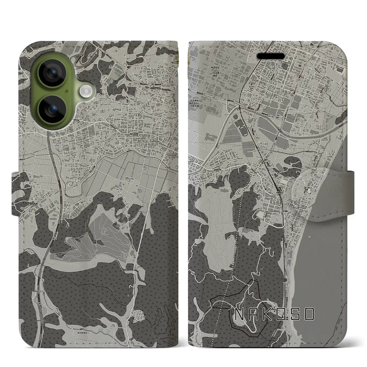 【勿来(福島県)】地図柄iPhoneケース(手帳タイプ)