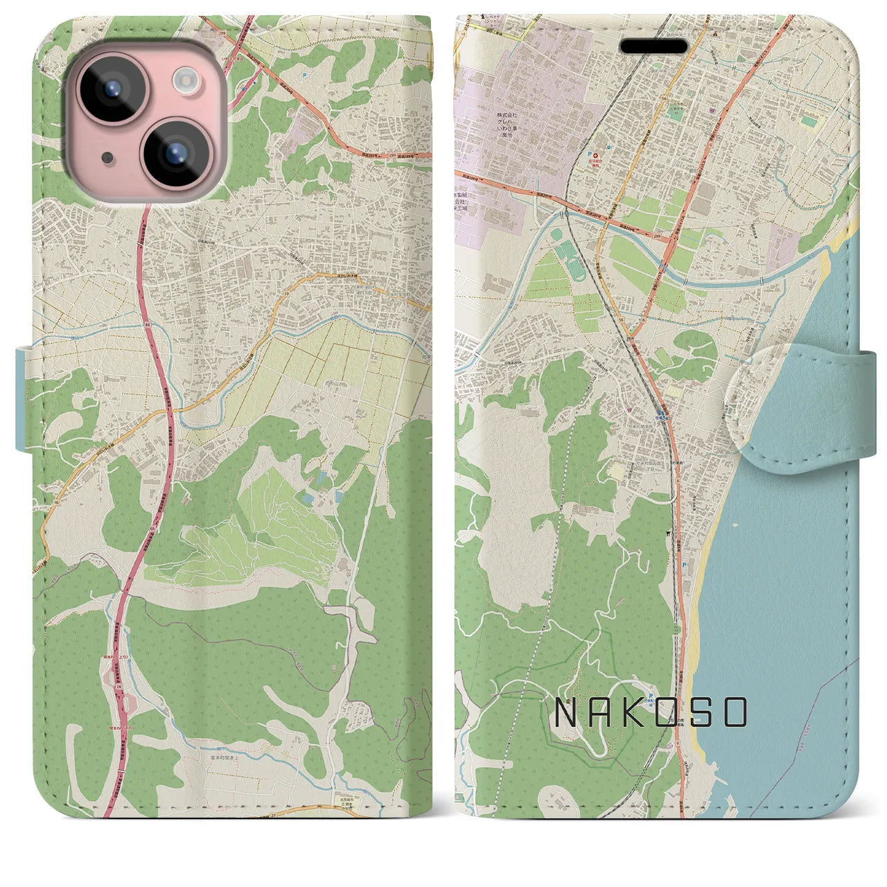 【勿来(福島県)】地図柄iPhoneケース(手帳タイプ)