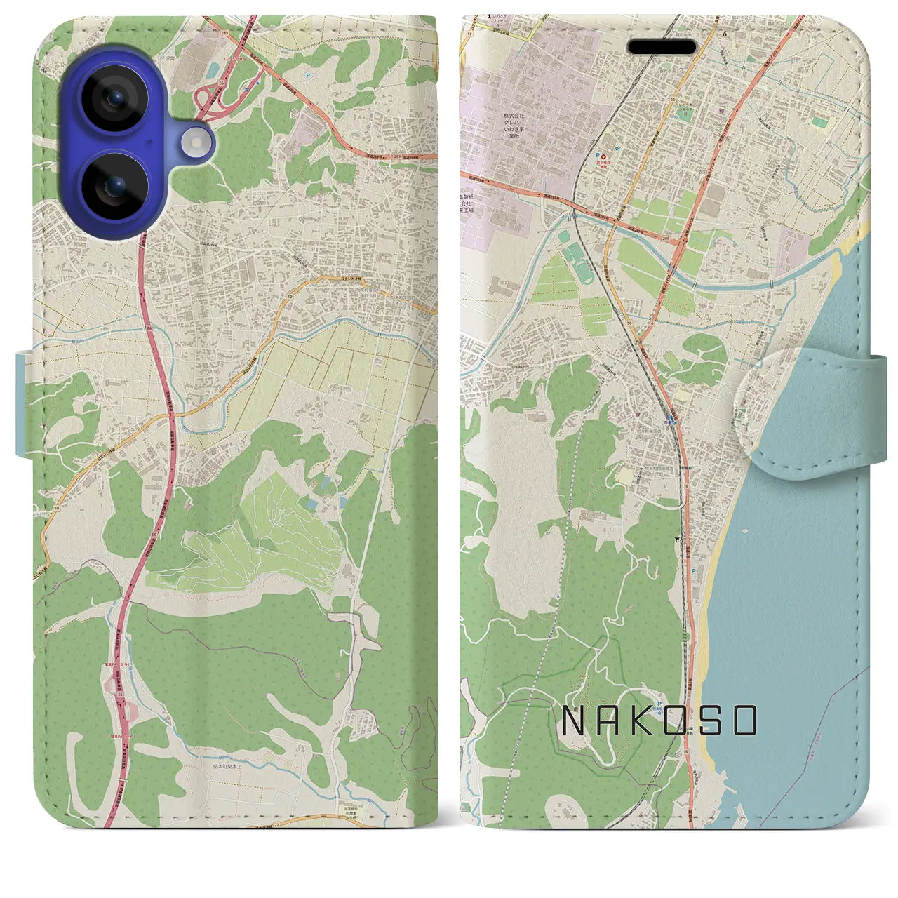 【勿来(福島県)】地図柄iPhoneケース(手帳タイプ)