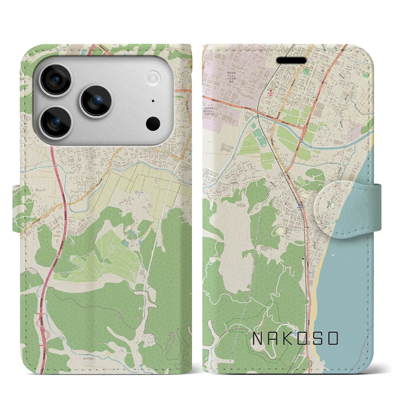 【勿来(福島県)】地図柄iPhoneケース(手帳タイプ)