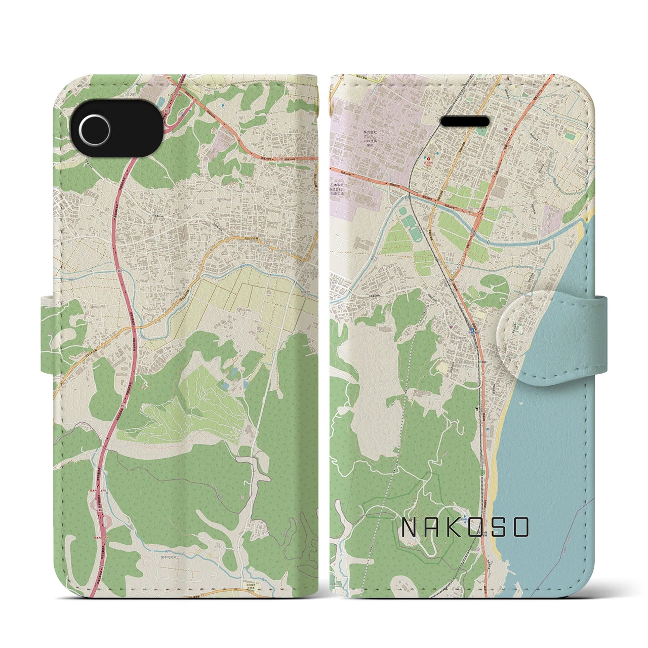 【勿来(福島県)】地図柄iPhoneケース(手帳タイプ)