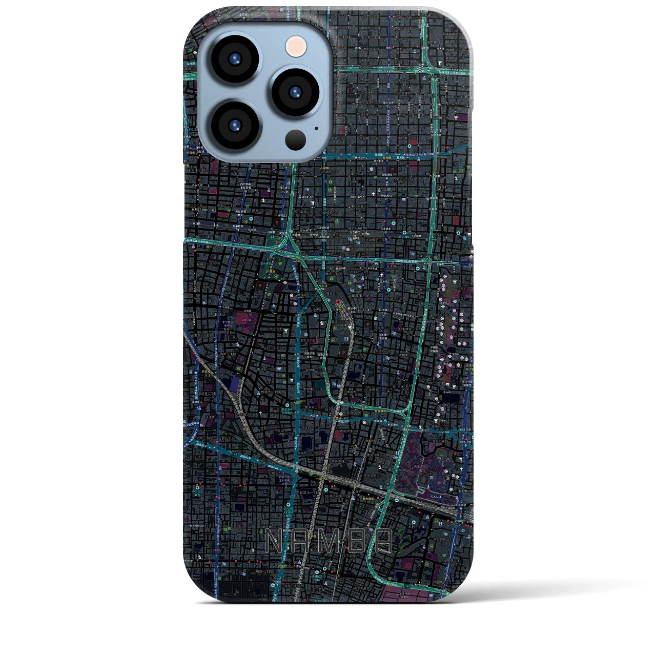 【難波(大阪府)】地図柄iPhoneケース(バックカバータイプ)