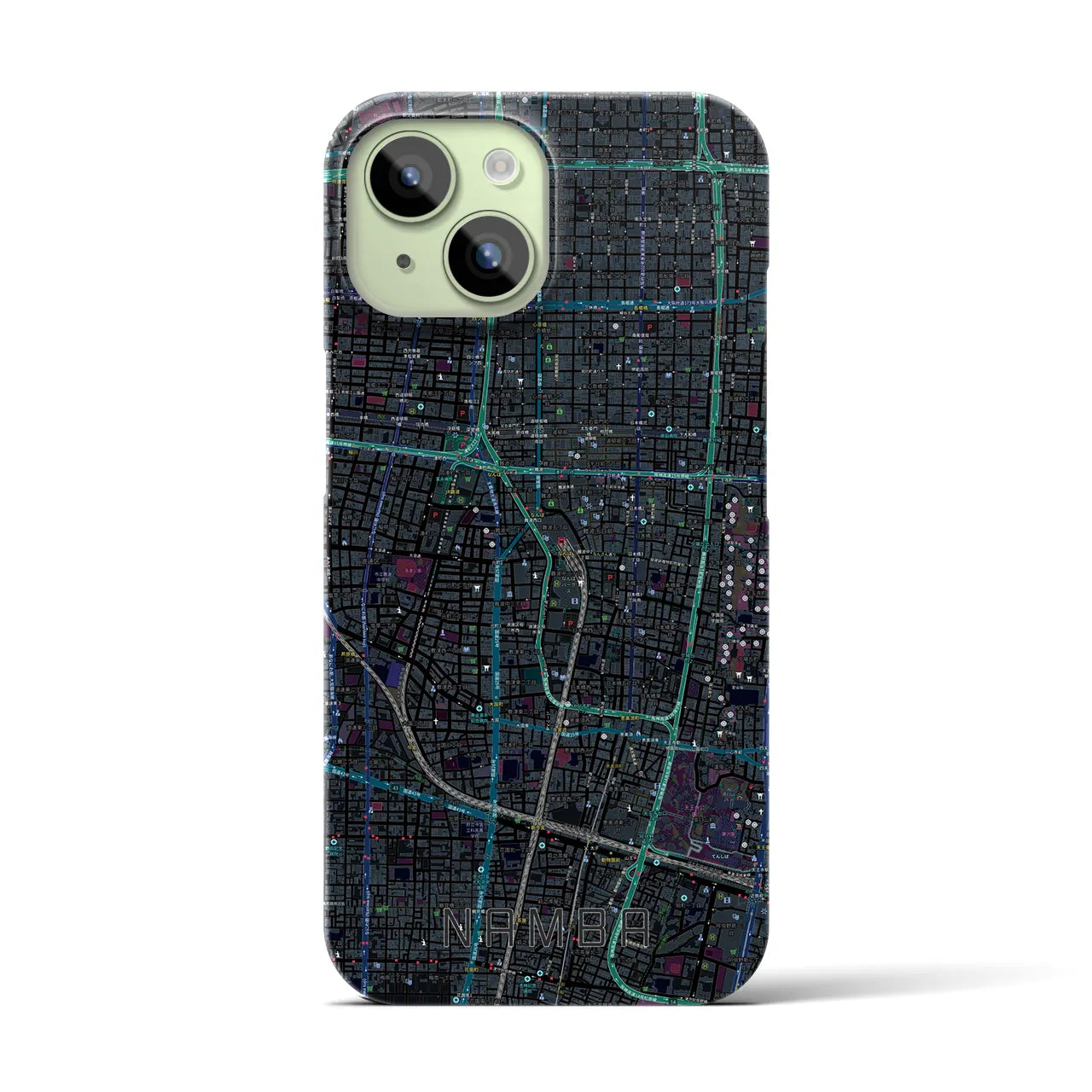 【難波(大阪府)】地図柄iPhoneケース(バックカバータイプ)