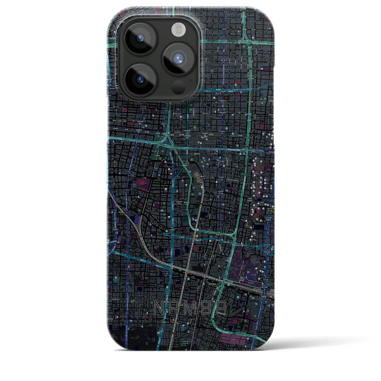 【難波(大阪府)】地図柄iPhoneケース(バックカバータイプ)