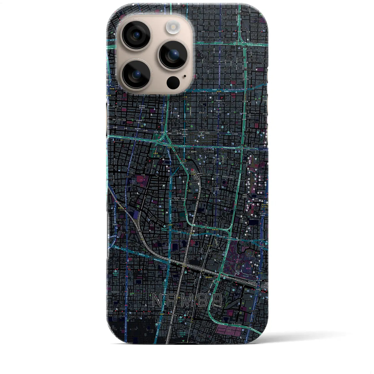【難波(大阪府)】地図柄iPhoneケース(バックカバータイプ)