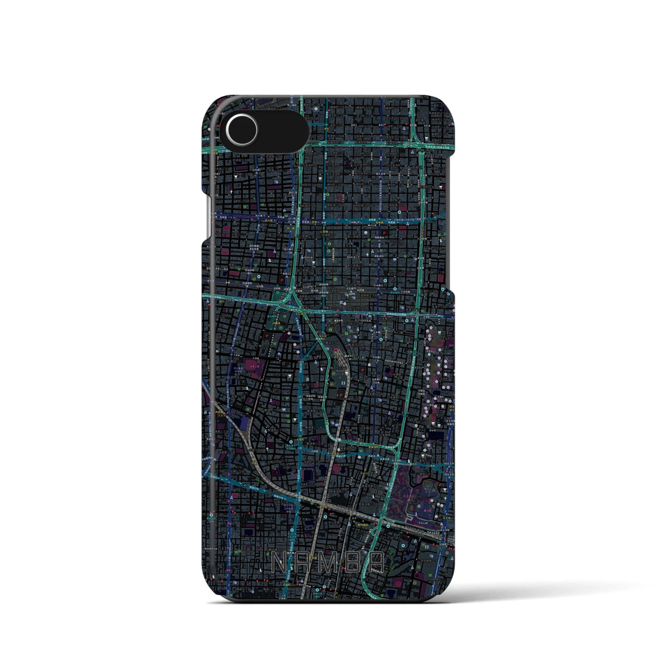 【難波(大阪府)】地図柄iPhoneケース(バックカバータイプ)