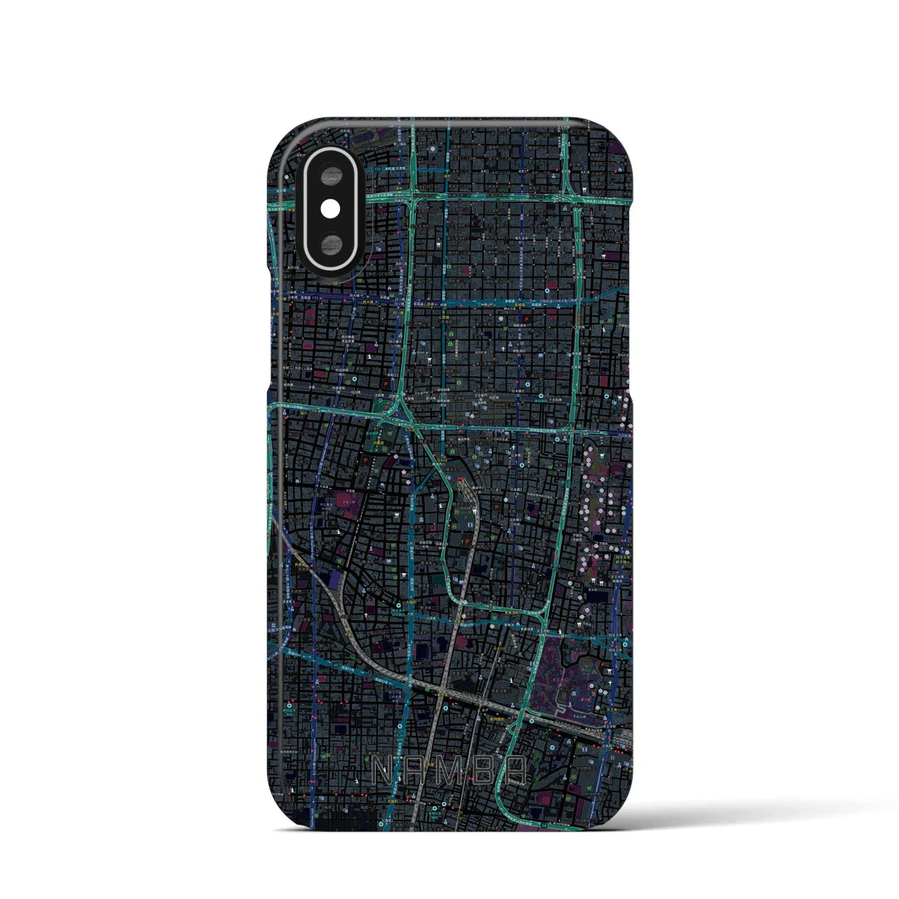 【難波(大阪府)】地図柄iPhoneケース(バックカバータイプ)