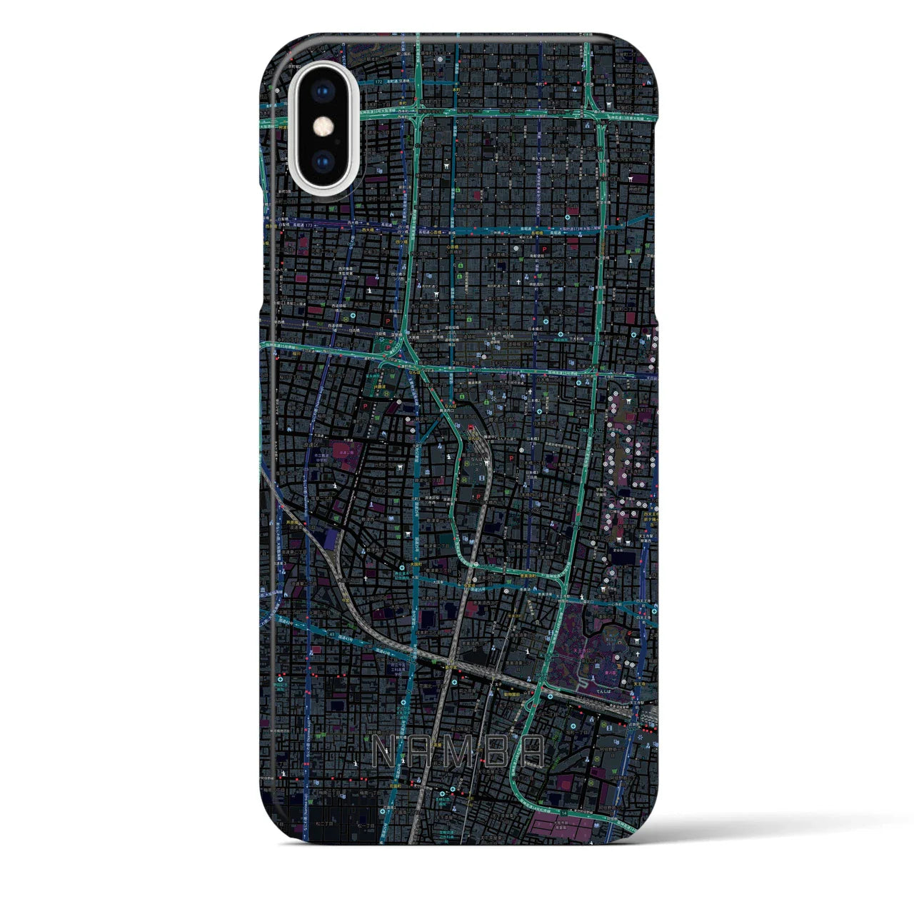 【難波(大阪府)】地図柄iPhoneケース(バックカバータイプ)