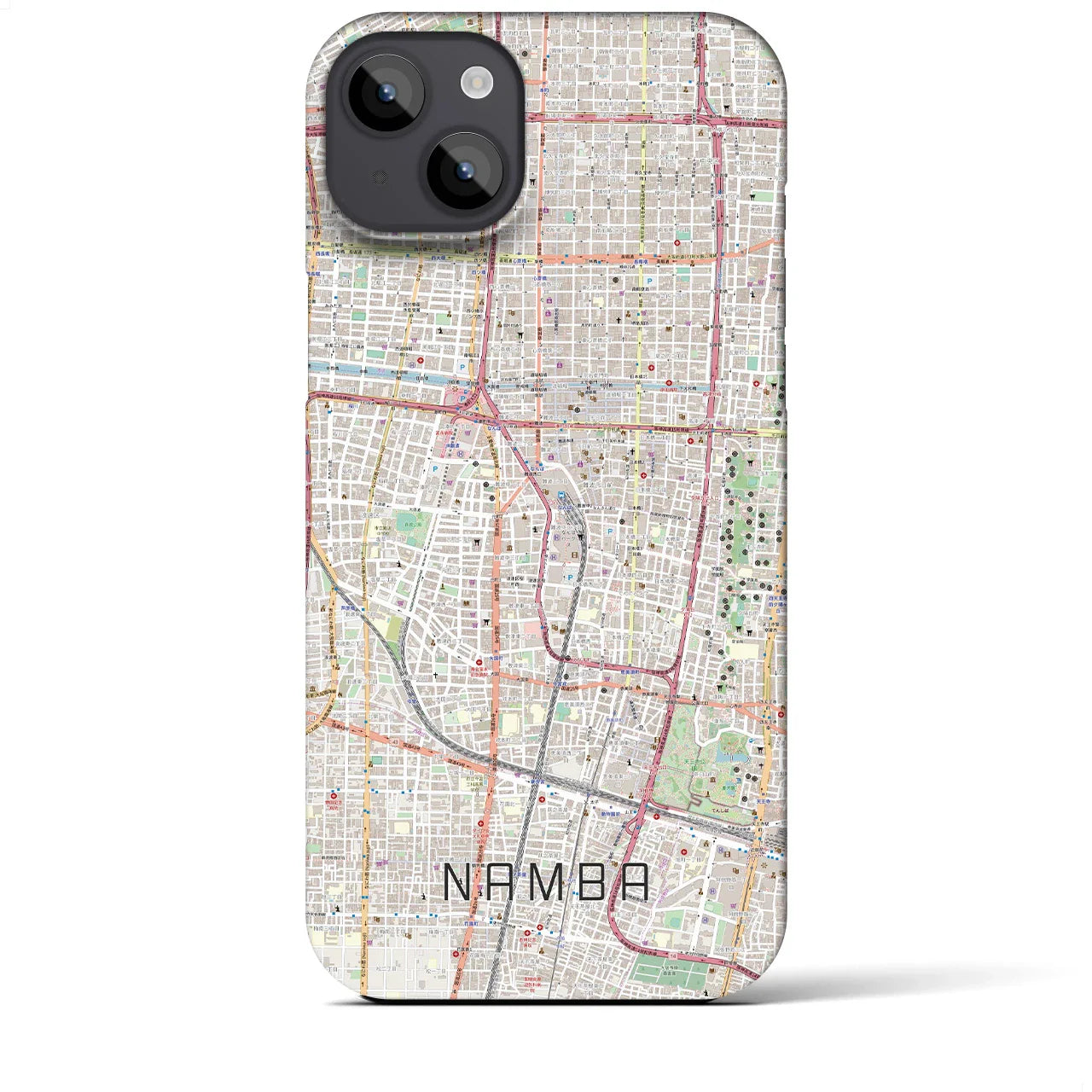 【難波(大阪府)】地図柄iPhoneケース(バックカバータイプ)