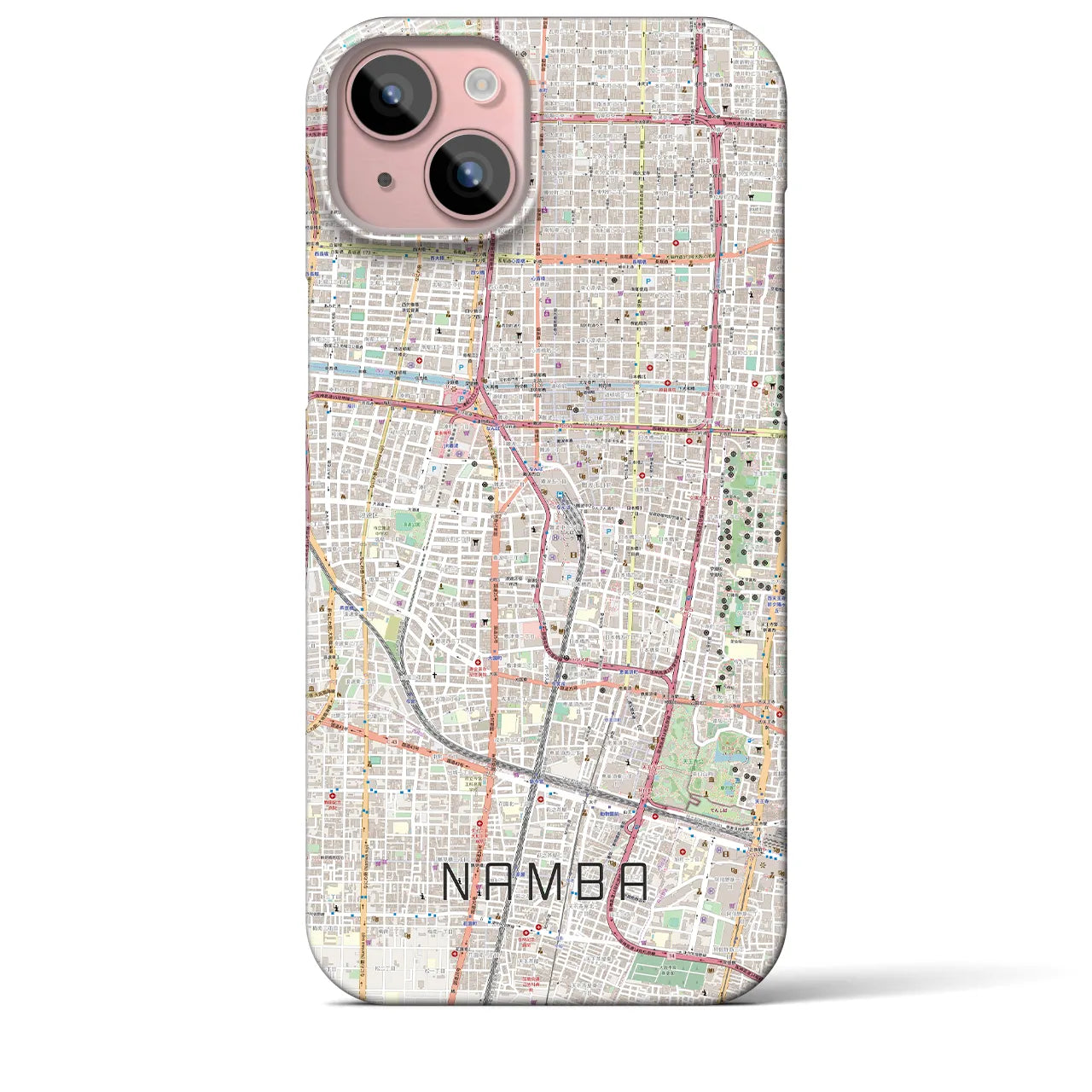【難波(大阪府)】地図柄iPhoneケース(バックカバータイプ)