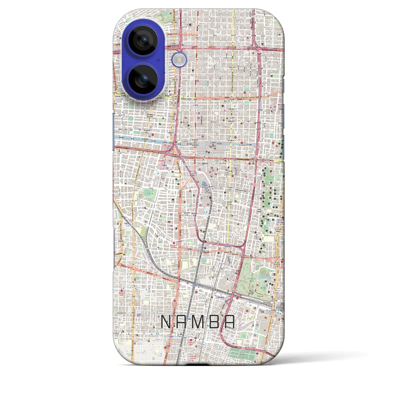 【難波(大阪府)】地図柄iPhoneケース(バックカバータイプ)ナチュラル・iPhone 16 Pro Max 用