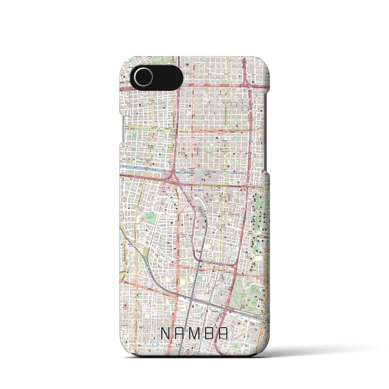 【難波(大阪府)】地図柄iPhoneケース(バックカバータイプ)