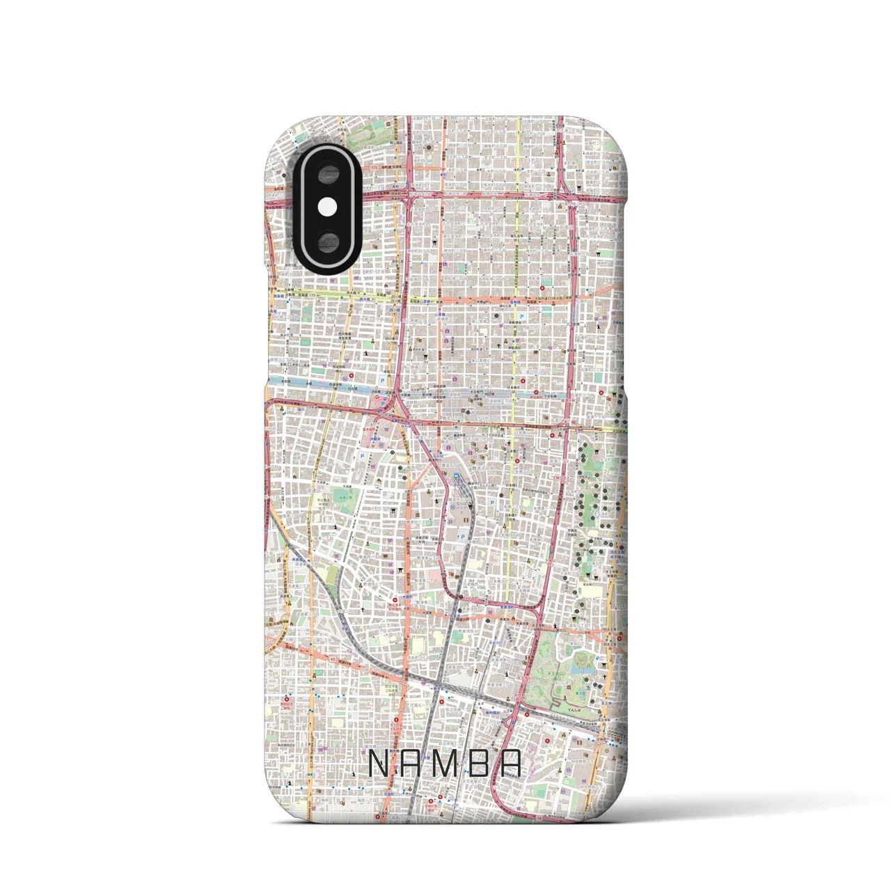 【難波(大阪府)】地図柄iPhoneケース(バックカバータイプ)