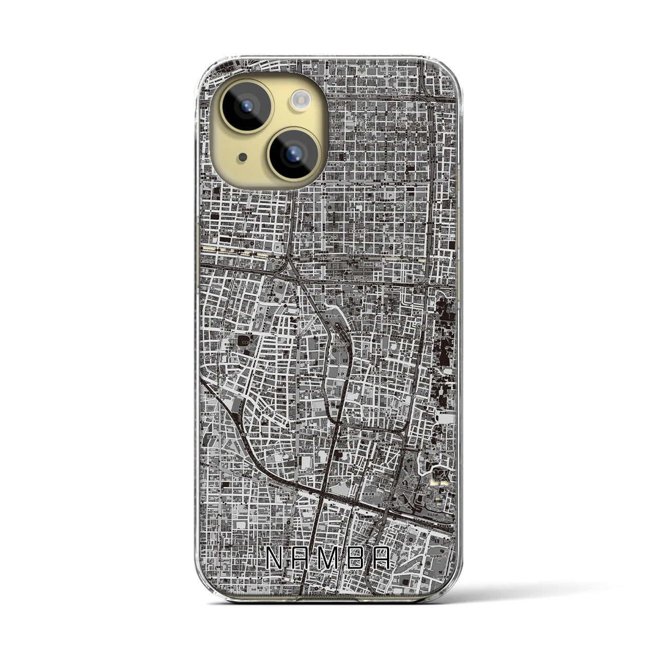 【難波(大阪府)】地図柄iPhoneケース(クリアタイプ)