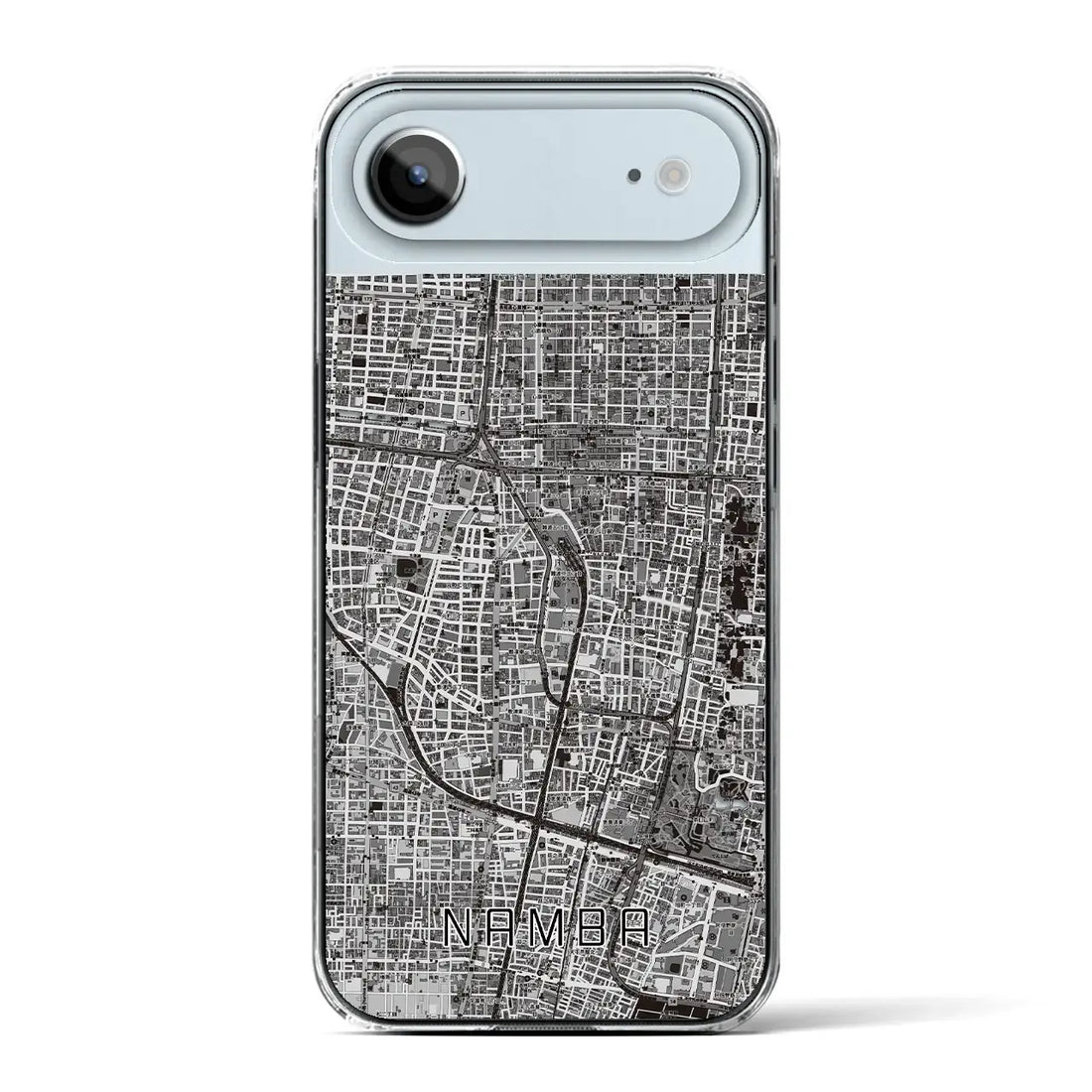【難波(大阪府)】地図柄iPhoneケース(クリアタイプ)モノトーン・iPhone 17 Pro Max 用