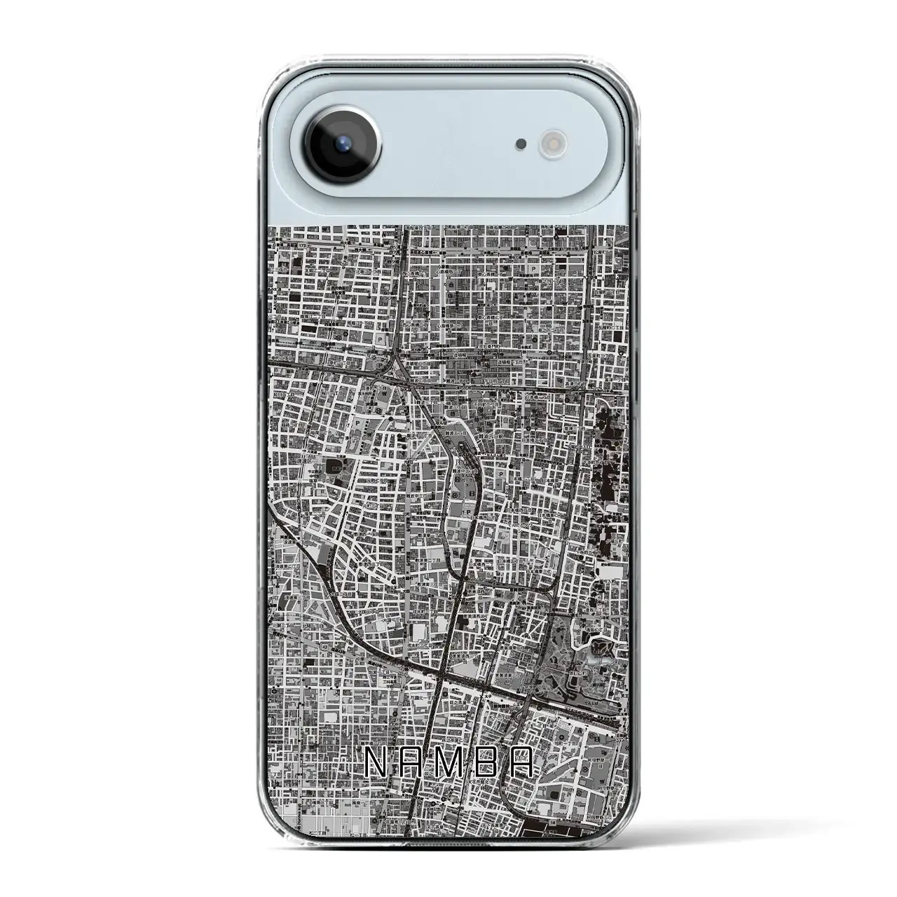 【難波(大阪府)】地図柄iPhoneケース(クリアタイプ)モノトーン・iPhone 17 Pro Max 用