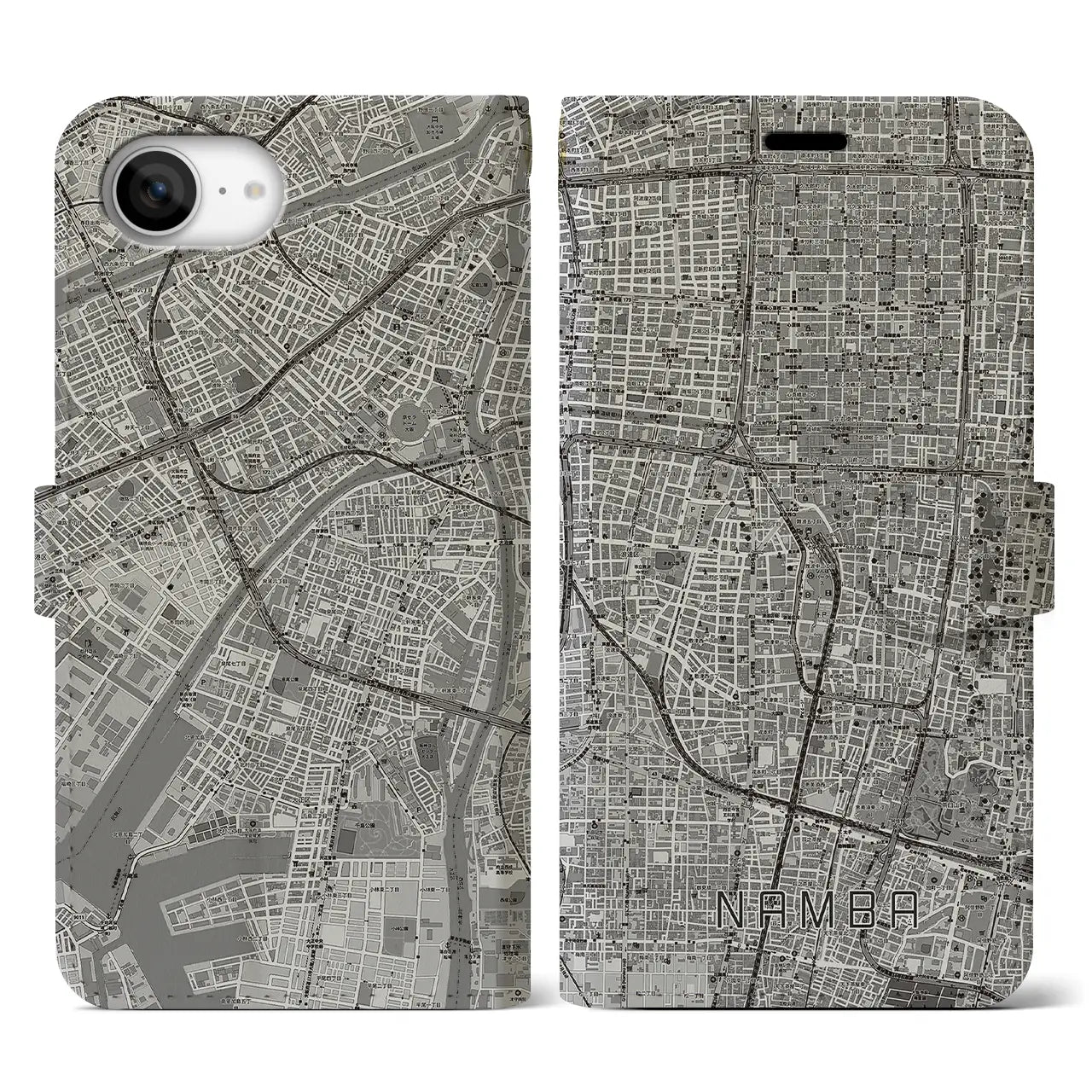 【難波(大阪府)】地図柄iPhoneケース(手帳タイプ)