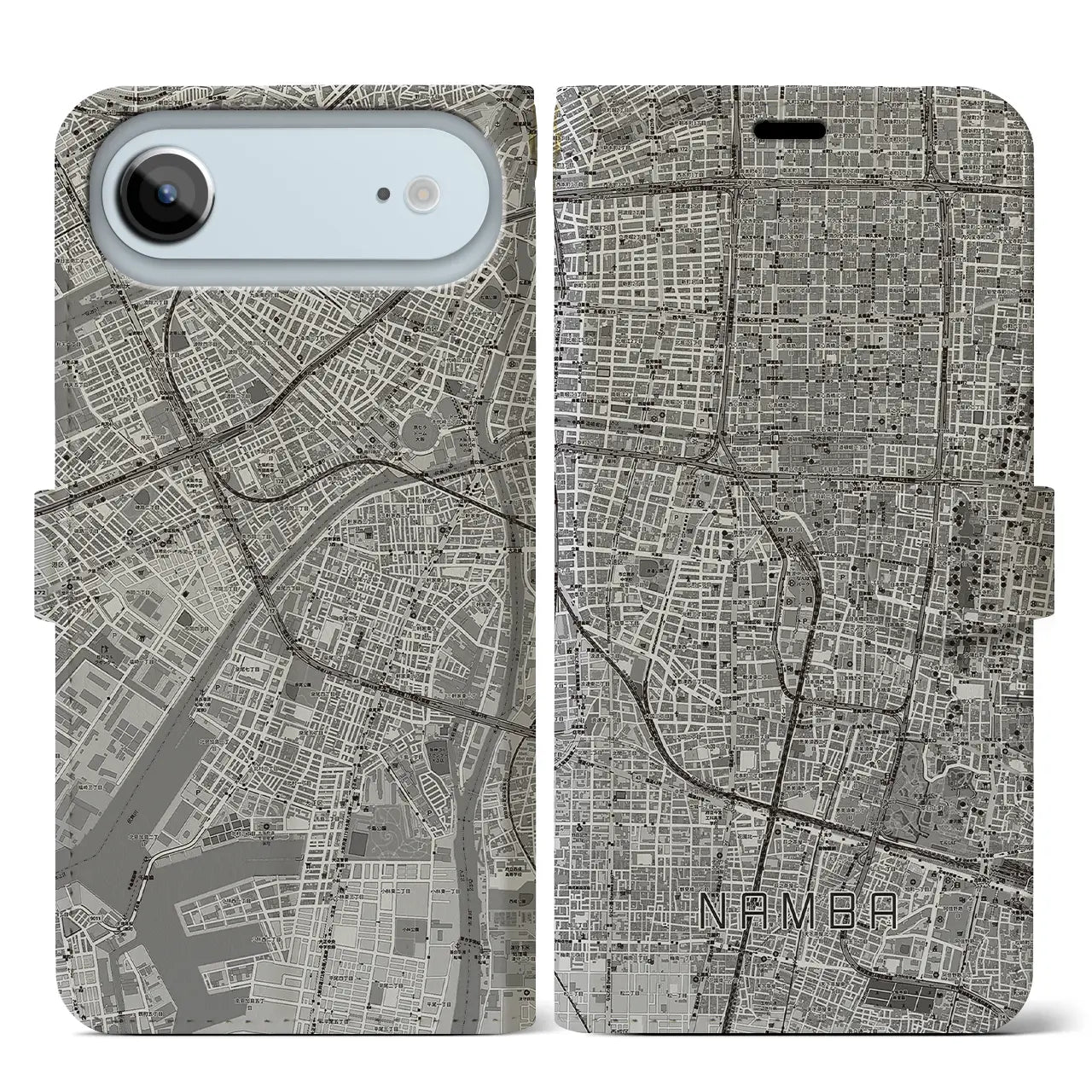 【難波(大阪府)】地図柄iPhoneケース(手帳タイプ)