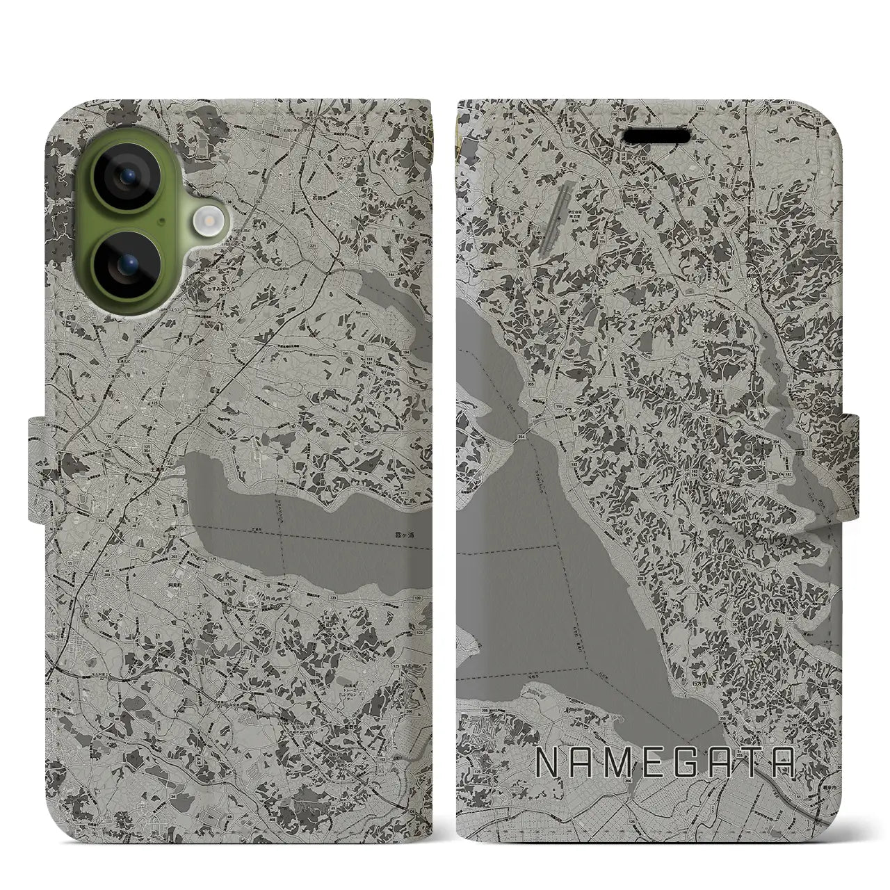 【行方(茨城県)】地図柄iPhoneケース(手帳タイプ)