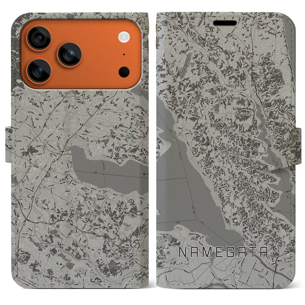 【行方(茨城県)】地図柄iPhoneケース(手帳タイプ)