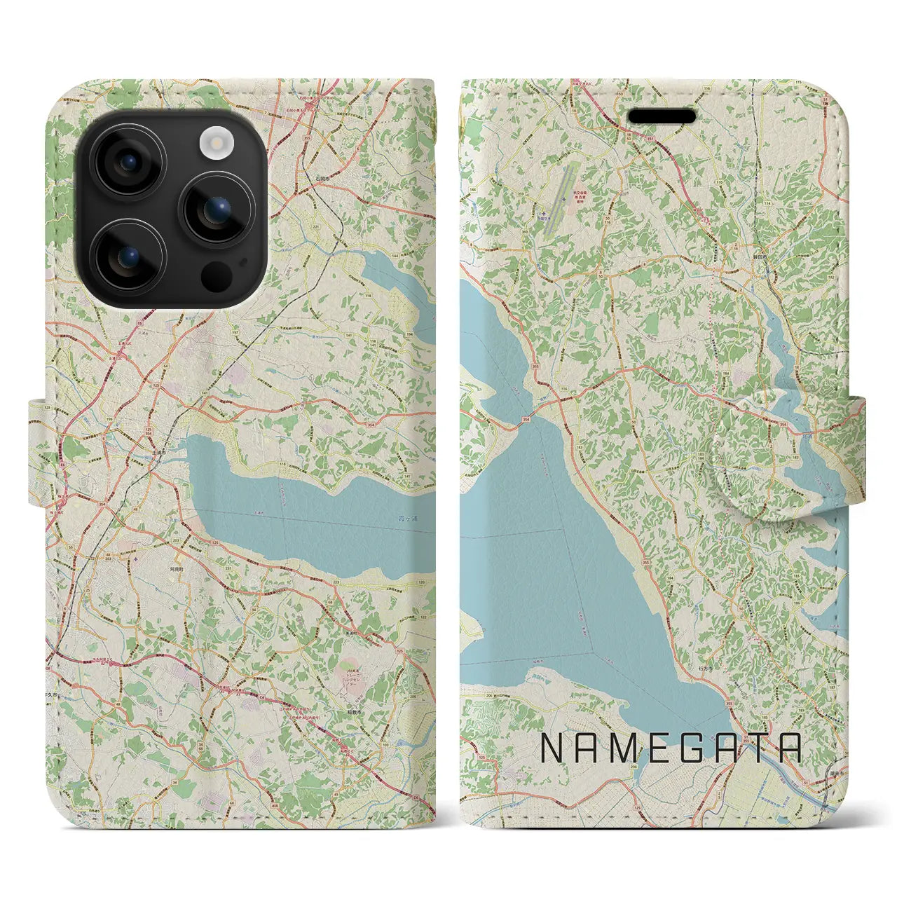 【行方(茨城県)】地図柄iPhoneケース(手帳タイプ)ナチュラル・iPhone 16 用
