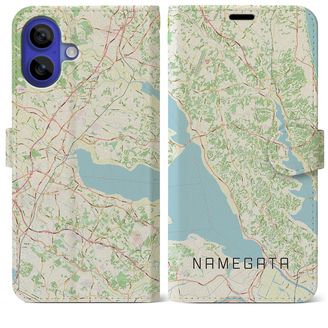 【行方(茨城県)】地図柄iPhoneケース(手帳タイプ)ナチュラル・iPhone 16 Pro Max 用