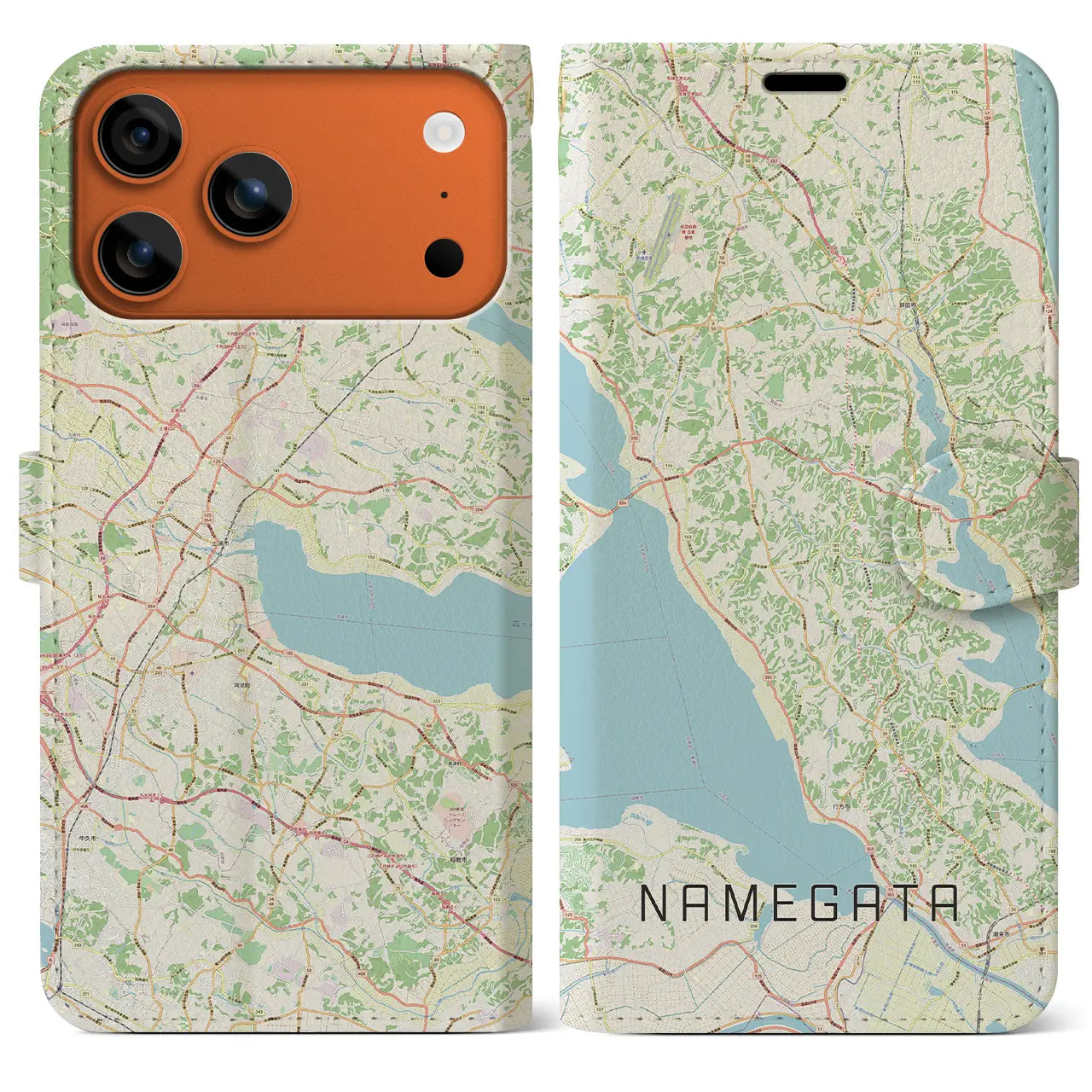 【行方(茨城県)】地図柄iPhoneケース(手帳タイプ)