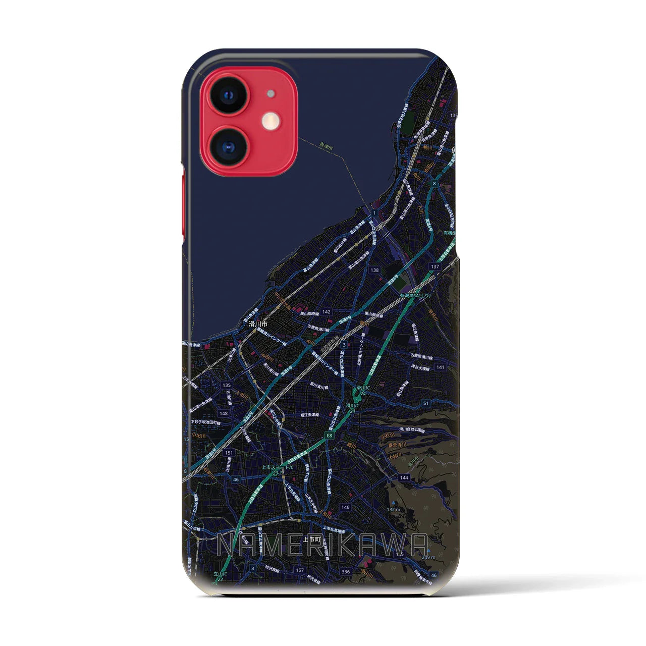 【滑川(富山県)】地図柄iPhoneケース(バックカバータイプ)