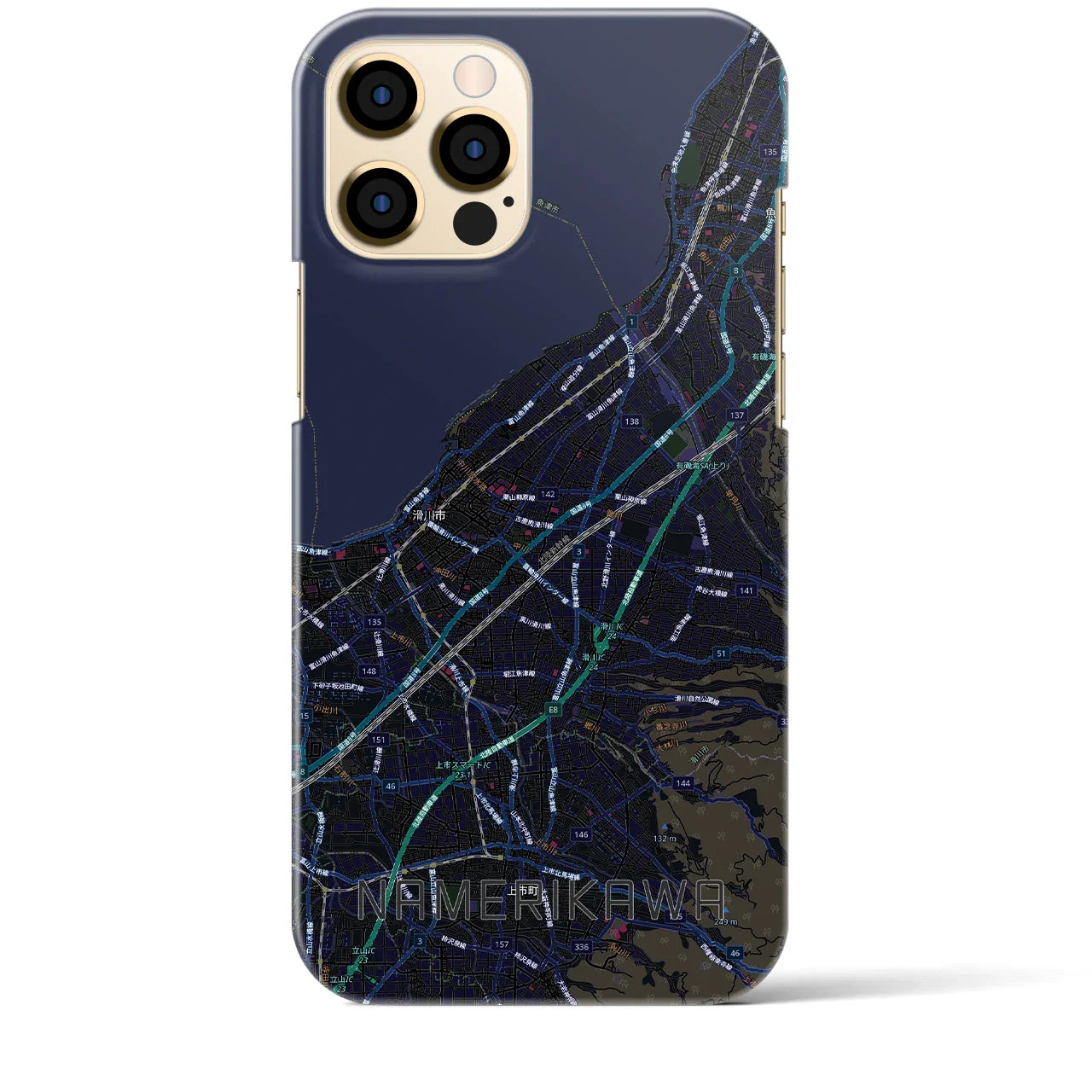 【滑川(富山県)】地図柄iPhoneケース(バックカバータイプ)