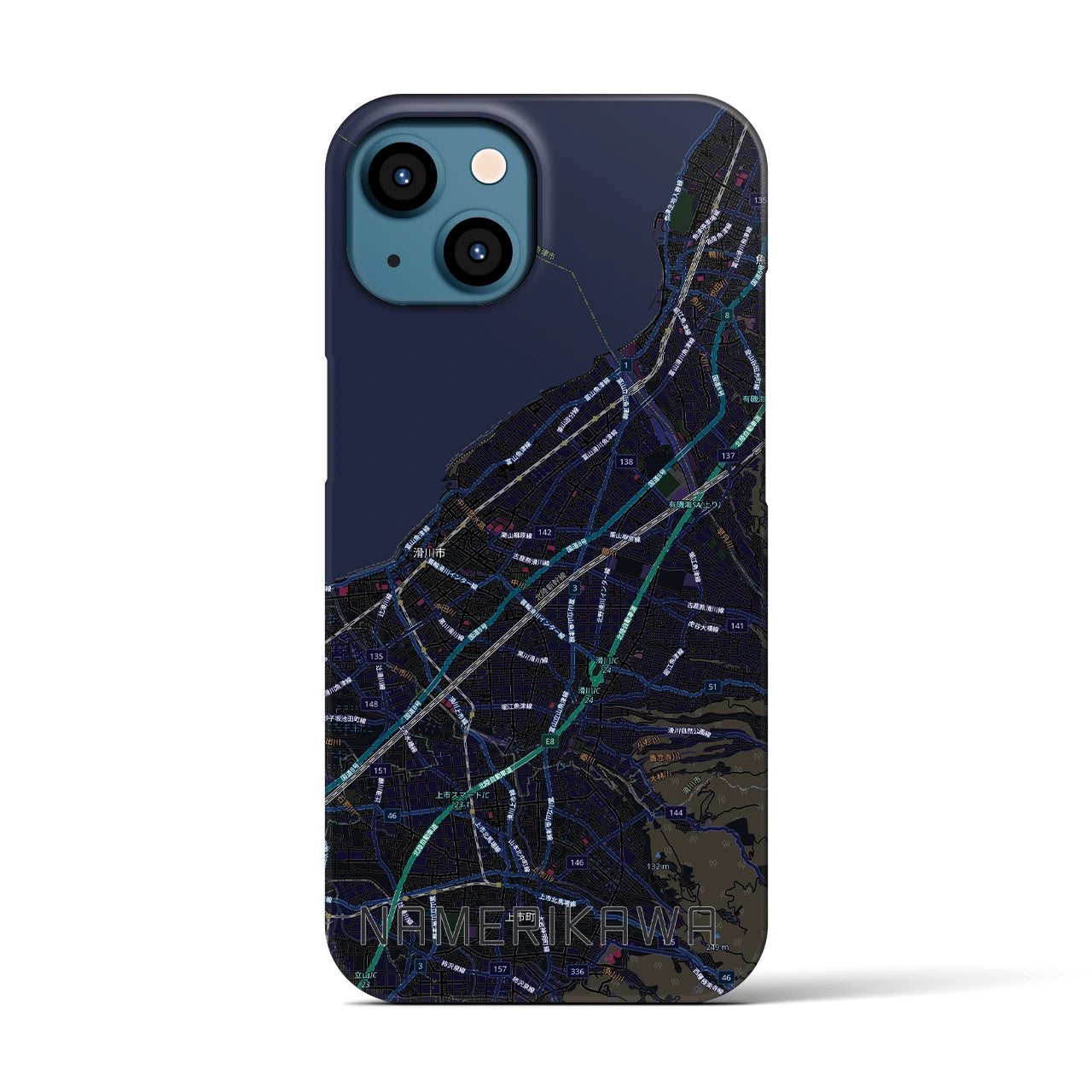 【滑川(富山県)】地図柄iPhoneケース(バックカバータイプ)